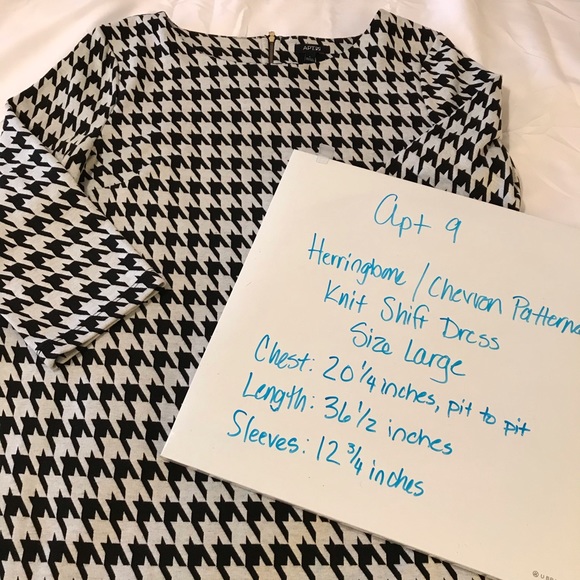 Apt 9 Black/White Patterned Knit Shift Dress Sz L - Picture 7 of 8